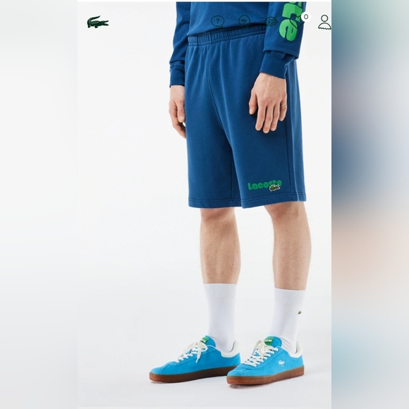 Lacoste Men's Regular Fit Washed Effect Printed Fleece Shorts -